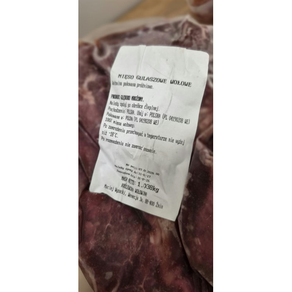 Mięso gulaszowe 1,038 kg ( produkt głęboko mrożony)