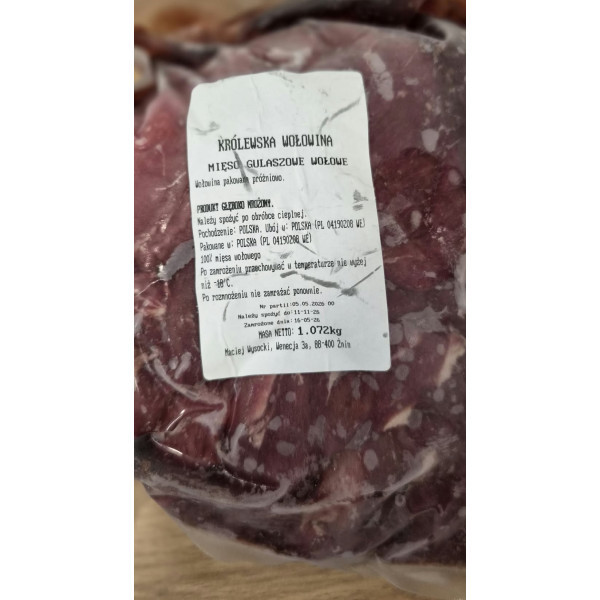 Mięso gulaszowe 1,072 kg (produkt głęboko mrożony)