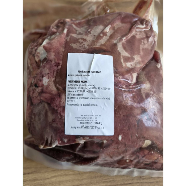 Podroby wołowe - wątroba 2,346 kg (produkt głęboko mrożony)